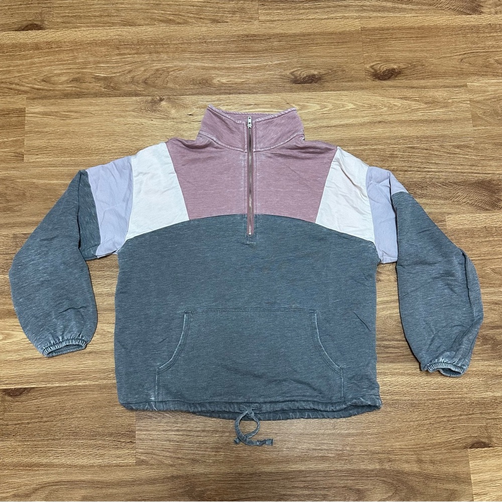 Maurices - Women’s Pink & Grey Color Block Pullover - Size S